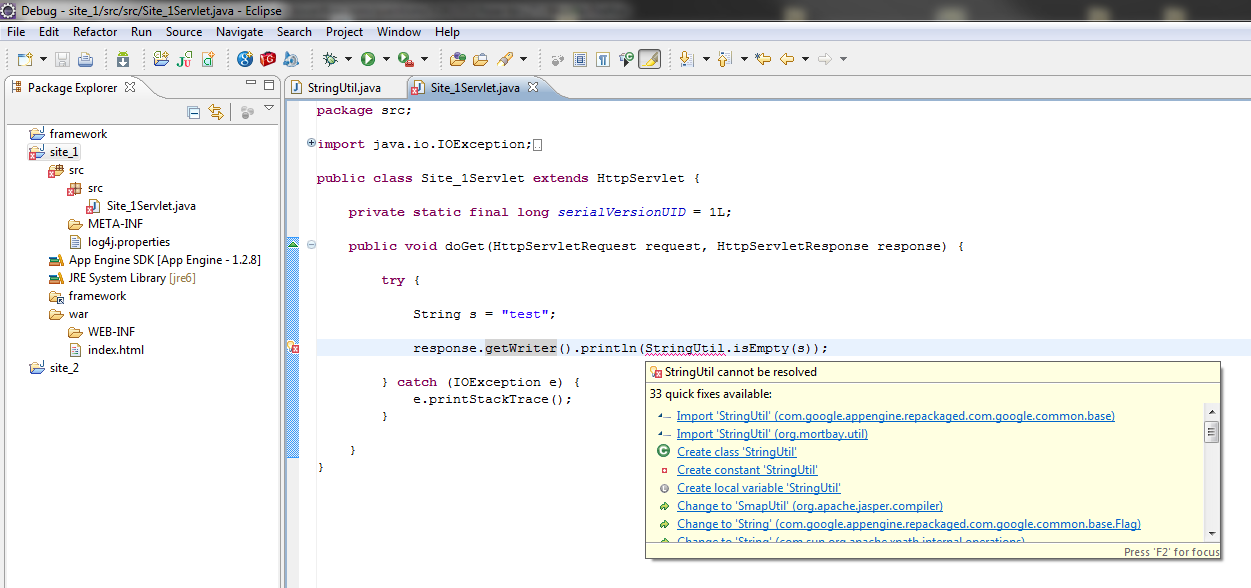 การแชร์โค้ดระหว่างโปรเจ็กต์ Java Google App Engine ภายใน Eclipse ...