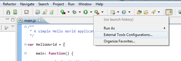 External tool configuration