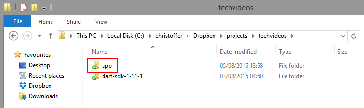 Creating the app folder