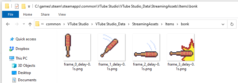 Tangkapan layar bingkai item