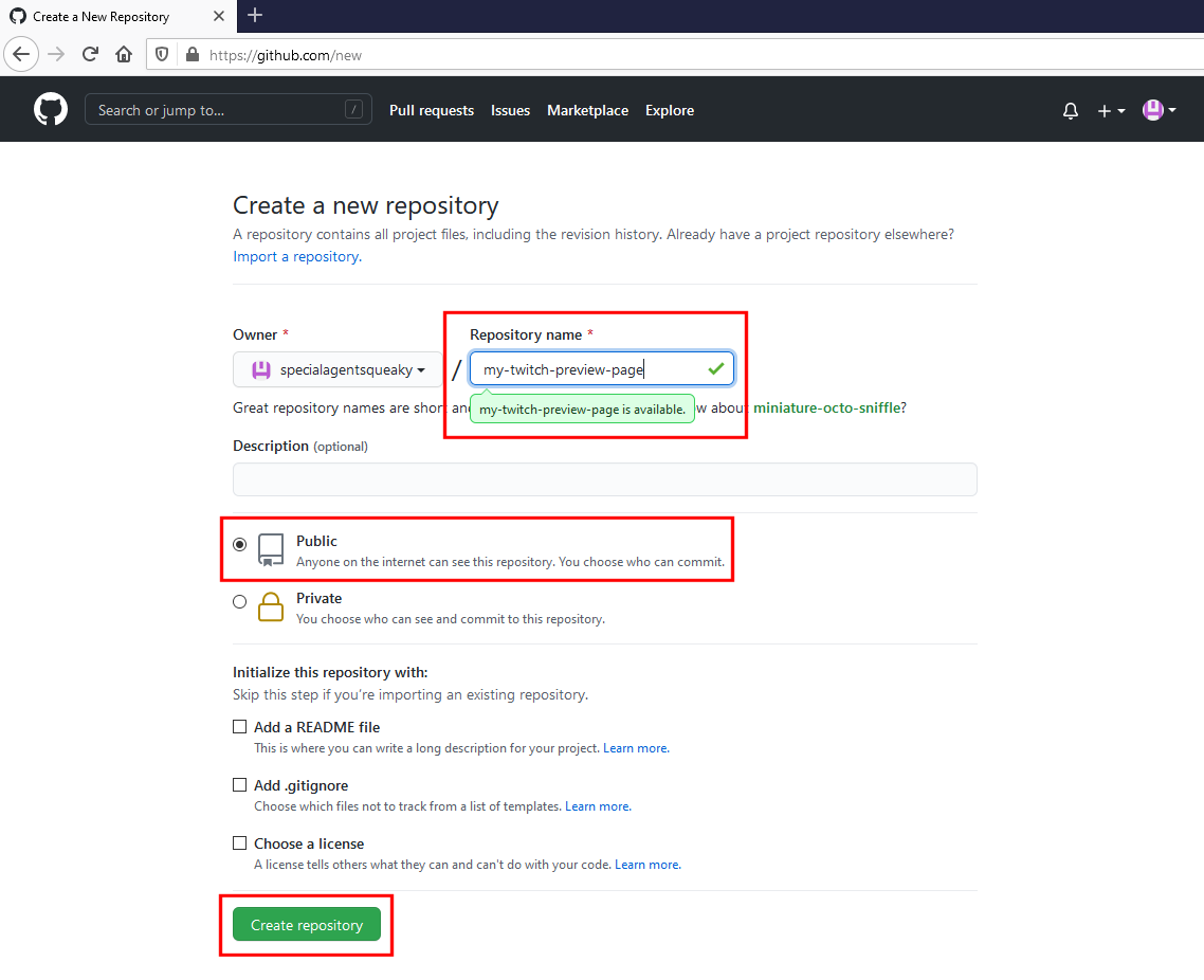 Create a new GitHub repository