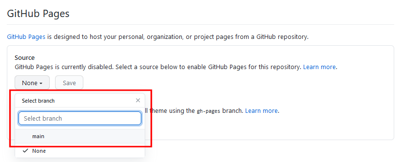 Enter the repository settings