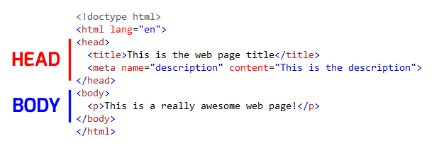 Head vs Body parts of a web page