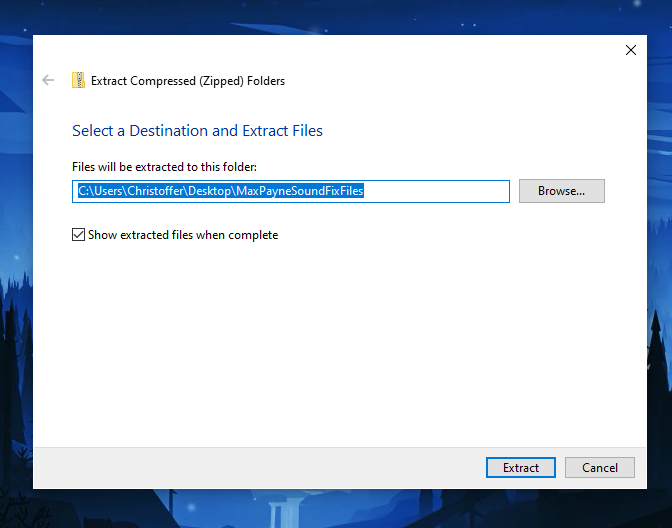Screenshot der Zielauswahl Screenshot der Zielauswahl