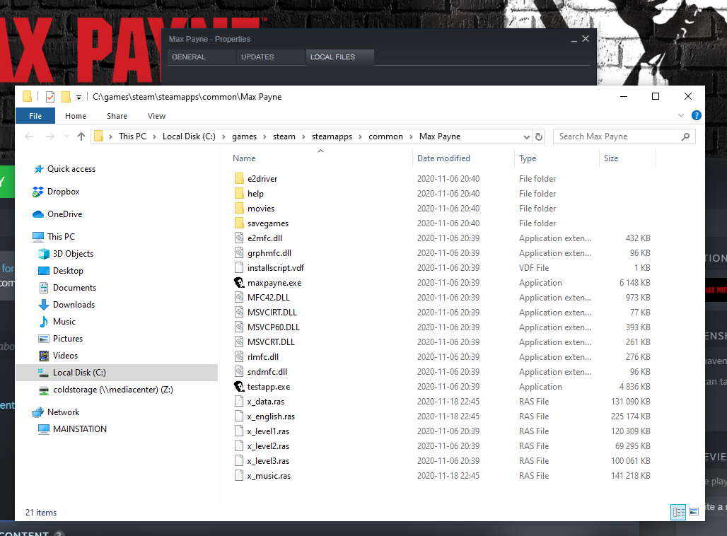 Screenshot der Auswahl „Lokale Dateien durchsuchen“ in Steam Screenshot der Auswahl „Lokale Dateien durchsuchen“ in Steam