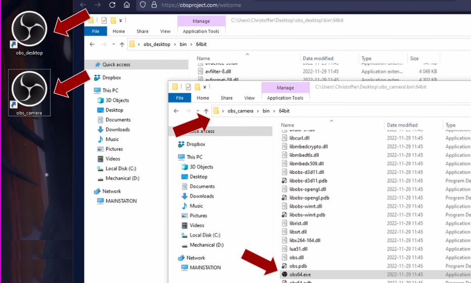 OBS Studio 快捷方式的屏幕截图
