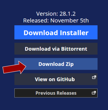 在其网站上下载 OBS Studio 的屏幕截图