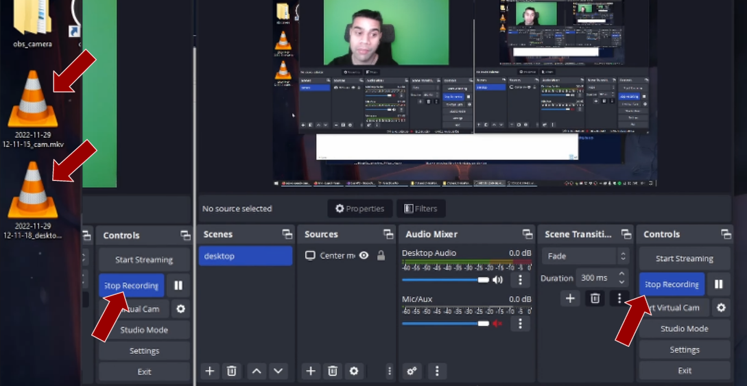 OBS Studio 开始录制视频的屏幕截图