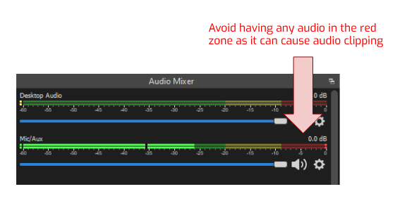 Volume reaches red zone in Audio Mixer