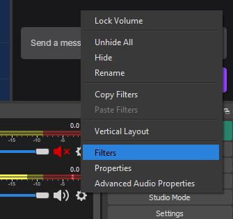 Click on filters from the microphone settings menu