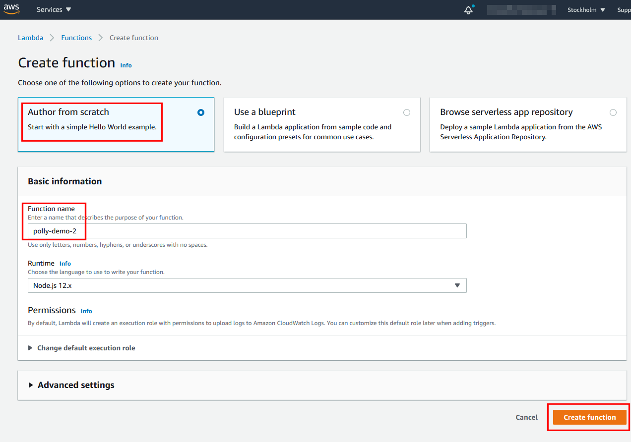 Creating a lambda function
