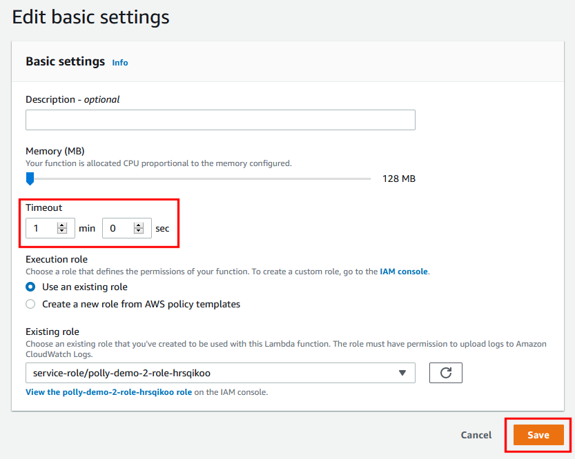 Changing the timeout