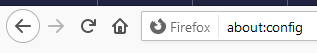 tangkapan layar saat mengetik about:config di bilah alamat Firefox