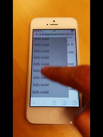 tangkapan layar animasi dari masalah glitch pada iOS Safari di bagian bawah halaman