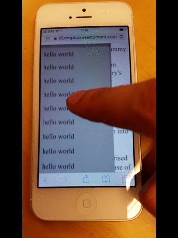 menampilkan masalah gulir berbasis momentum pada iOS Safari dengan efek rubber band