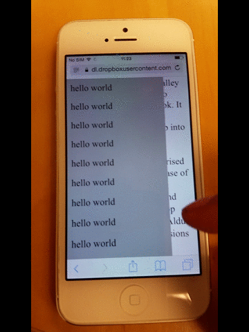 menampilkan proses menunggu hingga efek rubber band selesai di iOS Safari